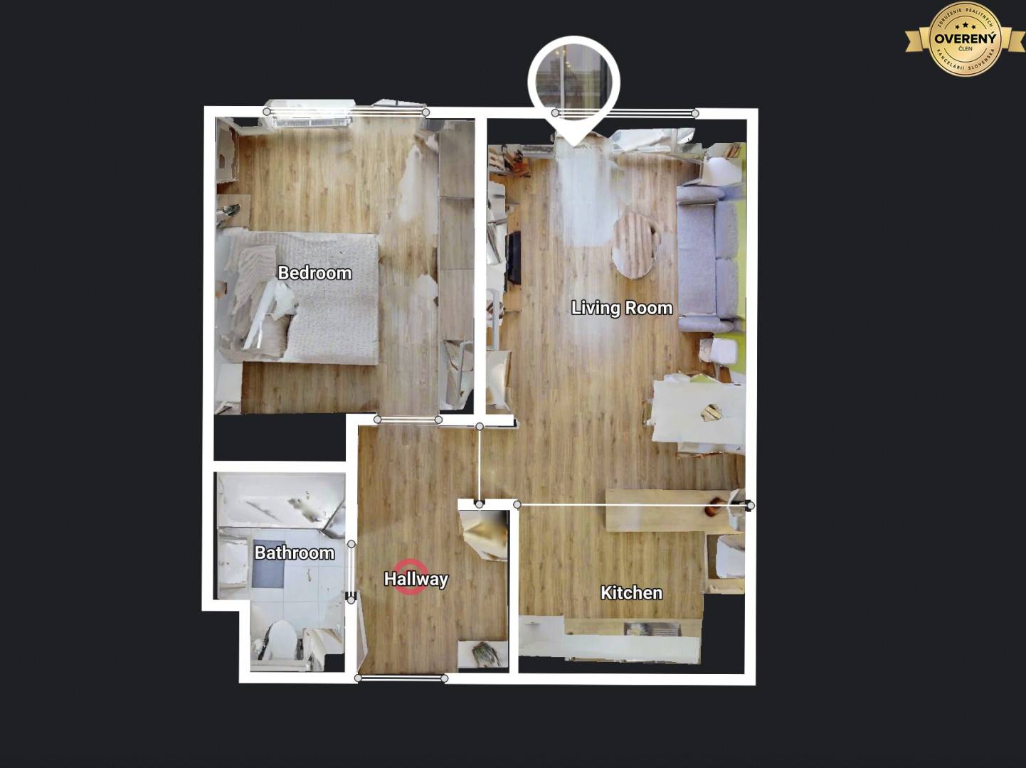 2-izbový byt Bratislava Slnečnice_schématický pôdorys_3D