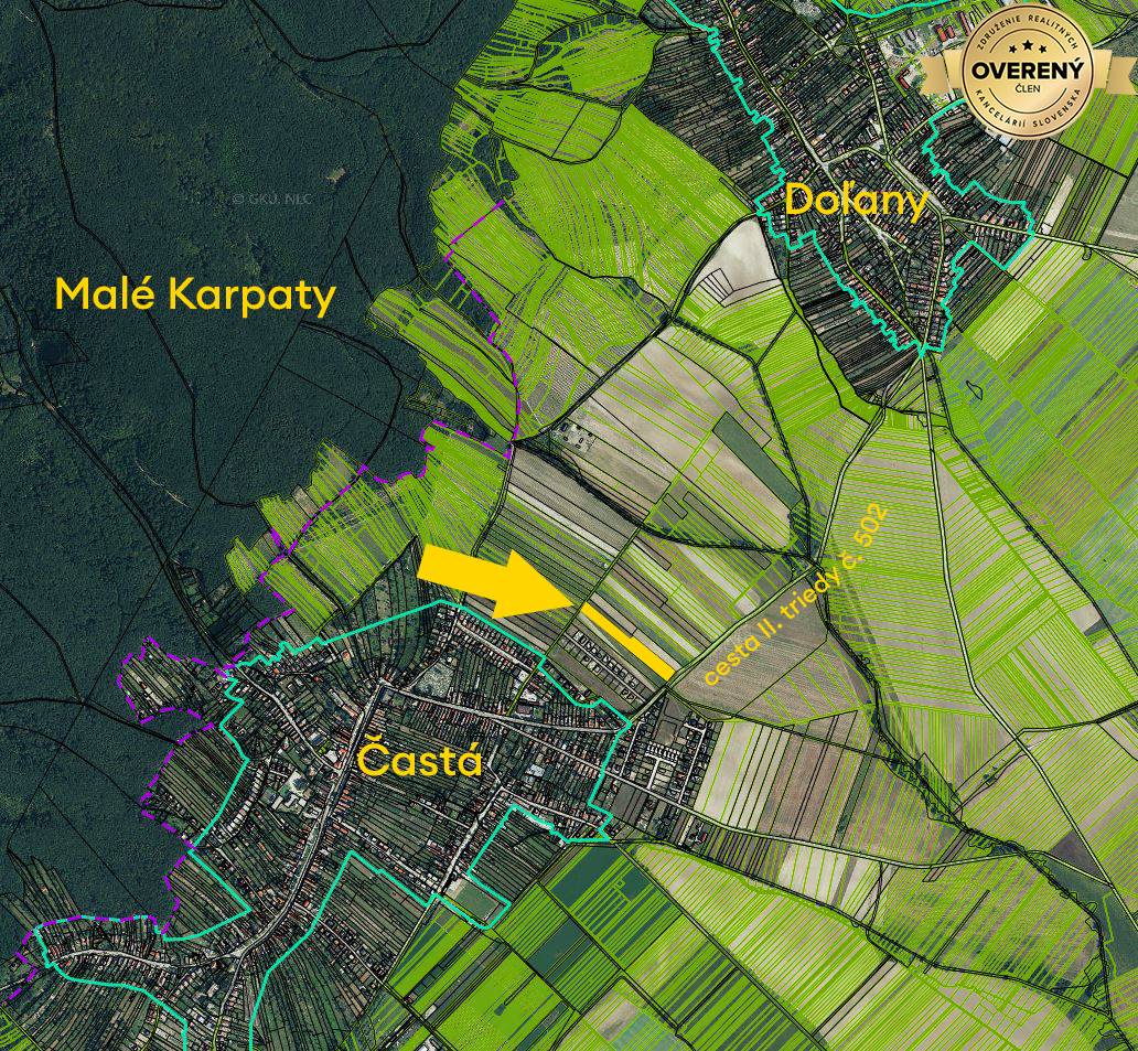 Pozemok Častá na predaj - mapa