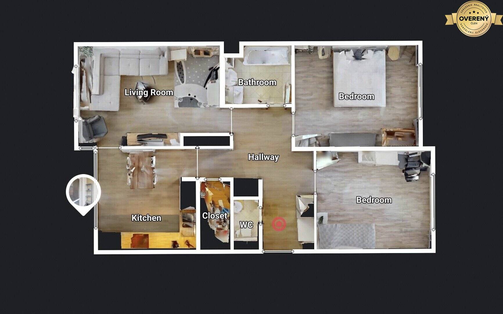 3-izbový byt Pezinok Muškát_schématický pôdorys_3D