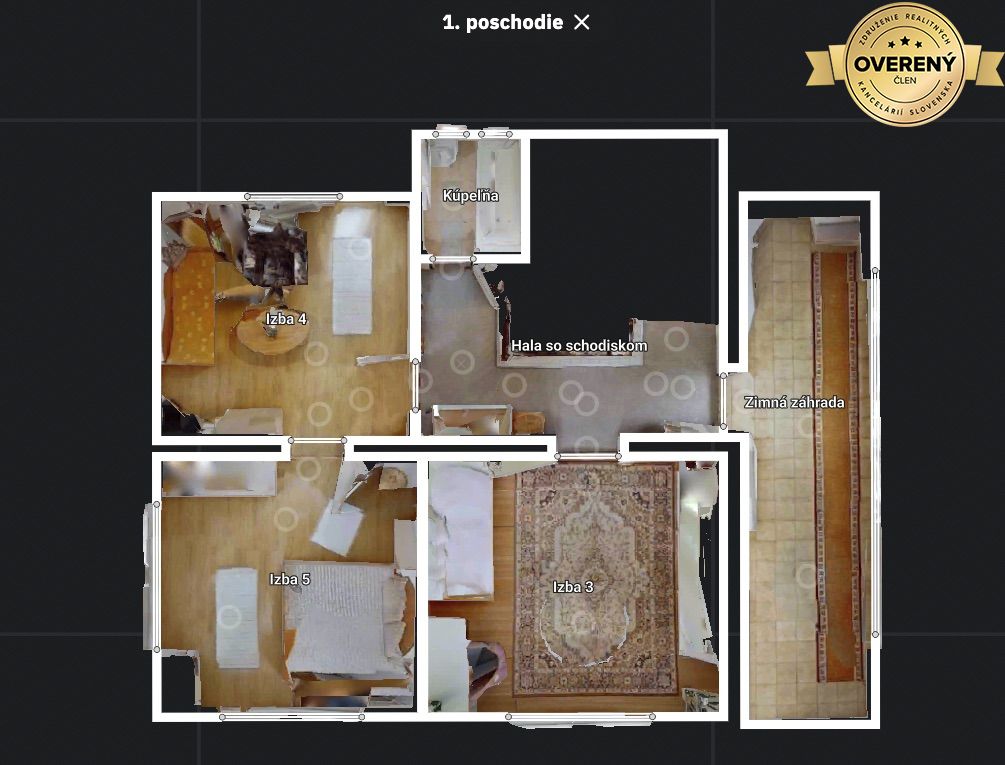 Schématický pôdorys 3D - poschodie